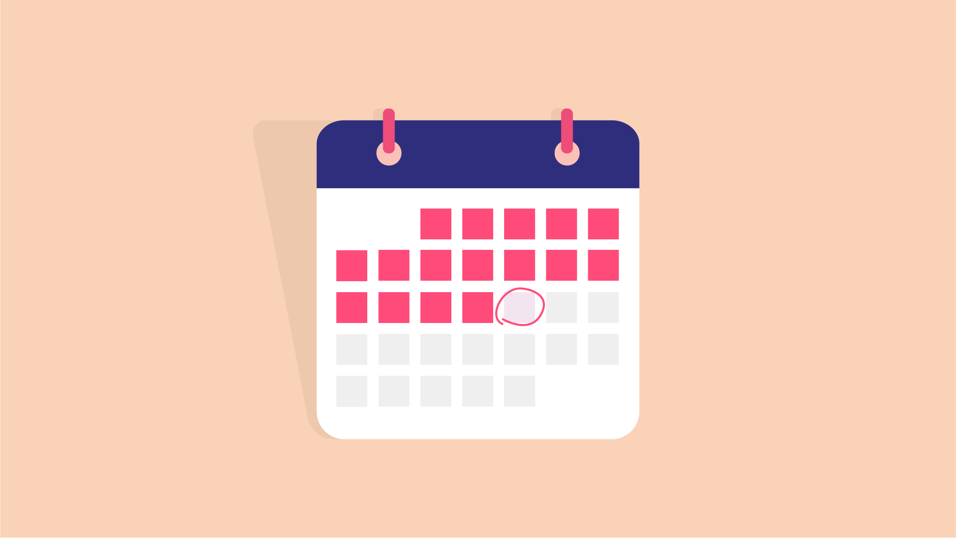 Illustratie van een kalender met geplande herhaalbestellingen van anticonceptie