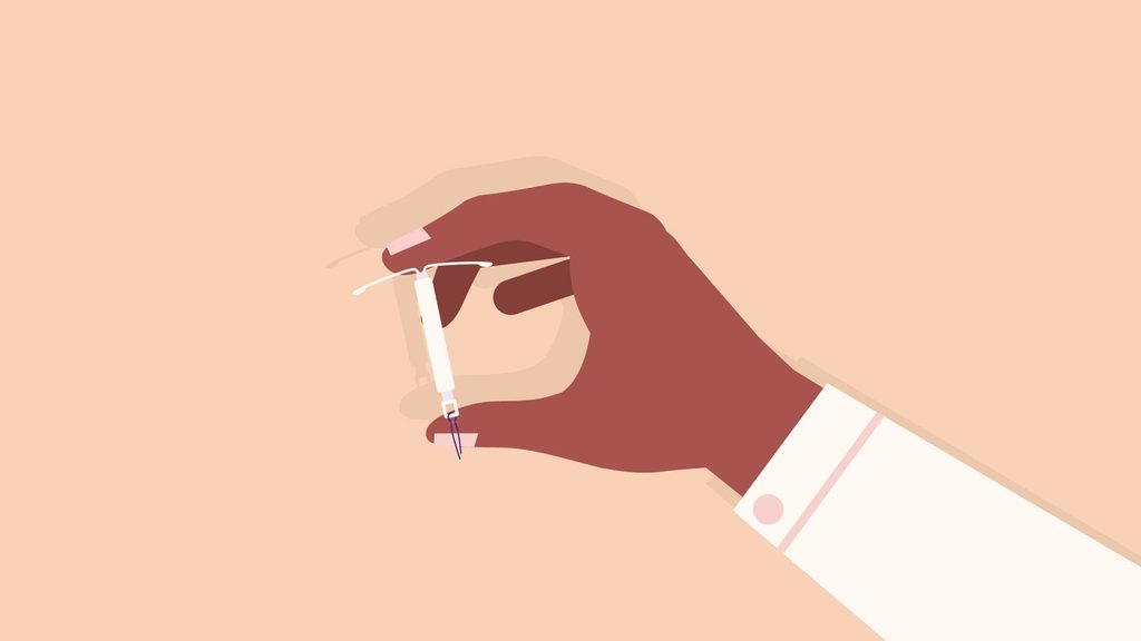 Illustratie van een hand die een spiraaltje tussen duim en wijsvinger vasthoudt